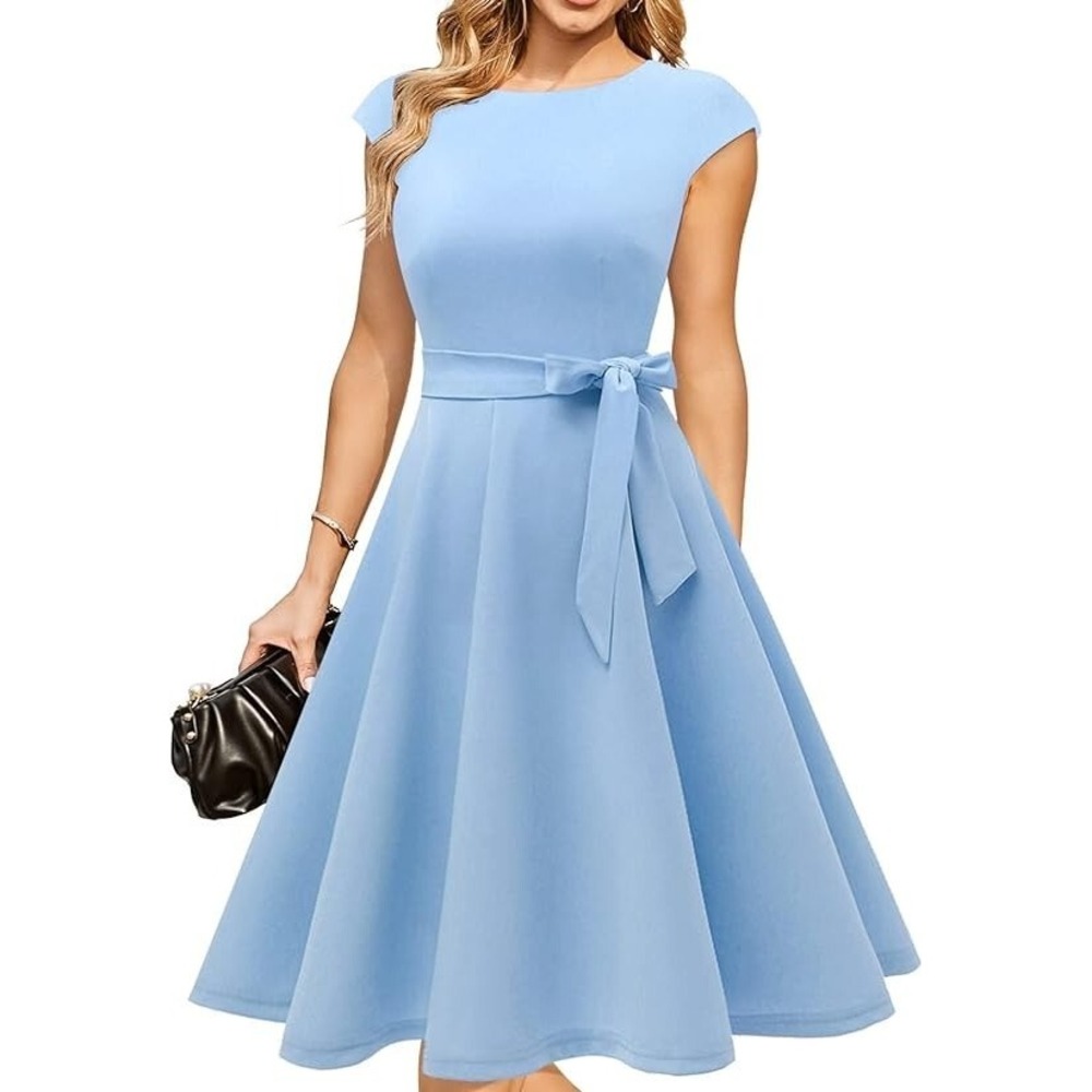XL - DRESSTELLS Women's Cocktail Dresses 2024 Modest Wedding Guest Dress, Blue